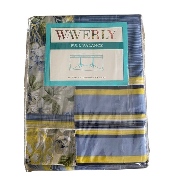 Waverly Floral Flourish - Porcelain Pull Valance 52" X 21" 100% Cotton Fits - Picture 2 of 9